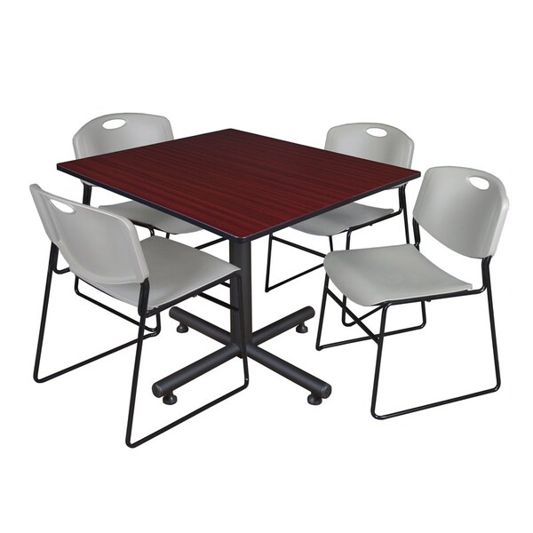 Kobe Kobe Square Table & Chair Set, Wood, Metal, Polypropylene Top TKB4848MH44GY - main